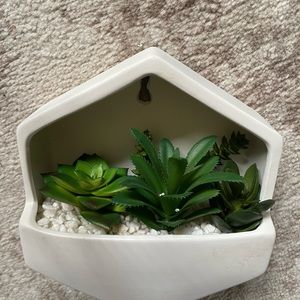 Artificial White Ceramic Succulent Wall Decor
